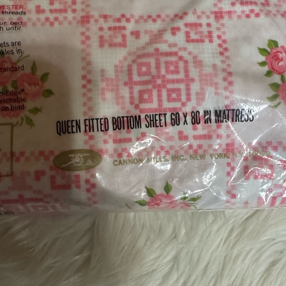 Vintage Cannon Royal Family Queen sheet set New Pink and white floral print - Picture 10 of 14